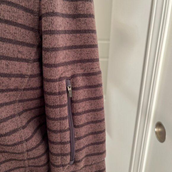 LL Bean Striped Sweater Fleece Full-Zip Jacket Size medium regular misses - Picture 4 of 9